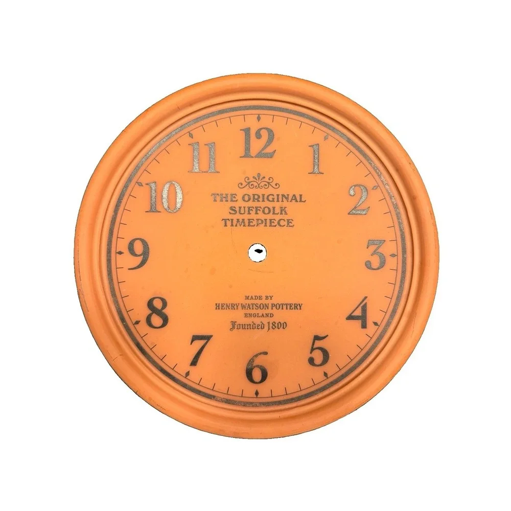 VTG Henry Watson Pottery Suffolk Terracotta Wall Clock Face England EUC 9